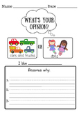 Opinion Writing- Kindergarten Differentiated Worksheets