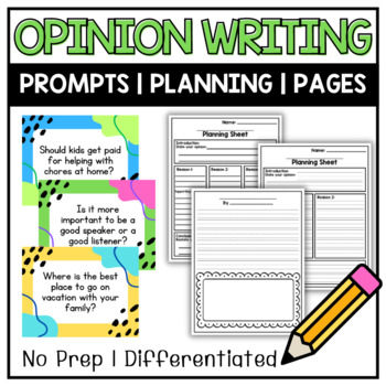 Opinion Writing Kit: Prompts | Planning Sheets | Writing Pages | TPT