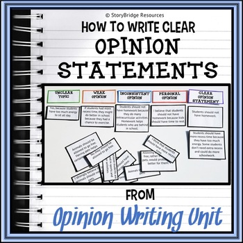 Preview of Opinion Writing Lesson-How to Write Clear Opinion Statements