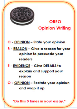 Preview of Opinion Writing OREO Mini Poster or Interactive Notebook Page
