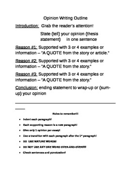 opinion writing essay outline