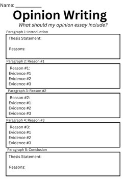 Preview of Opinion Writing Outline w/ Scaffolds