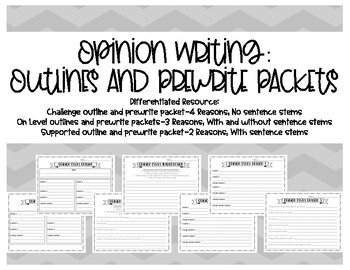Preview of Opinion Writing Outlines and Prewrite Packets