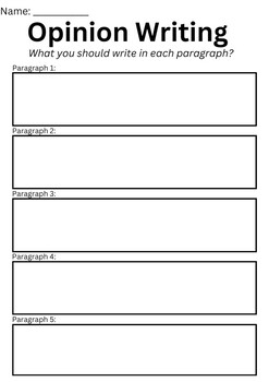 Preview of Opinion Writing Overview Template