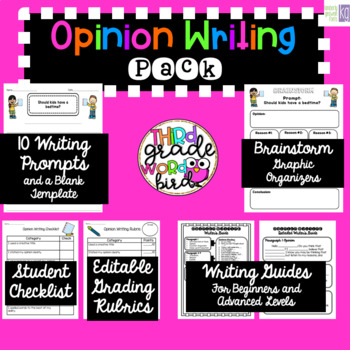 Preview of Opinion Writing Pack: Writing Prompts, Grading Rubrics, and More!