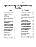 Opinion Writing - Peer Editing Checklist