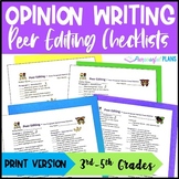 Peer Editing Checklists - 4 Opinion Writing Peer Review Ch
