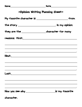 opinion essay planning sheet