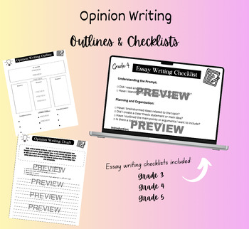 Preview of Opinion Writing Planning Outline & Checklists