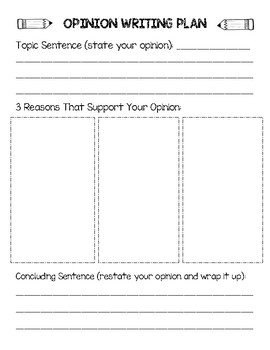 Preview of Opinion Writing Planning Sheet