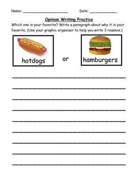 Opinion Writing Practice by Kindergarten Swag | Teachers Pay Teachers