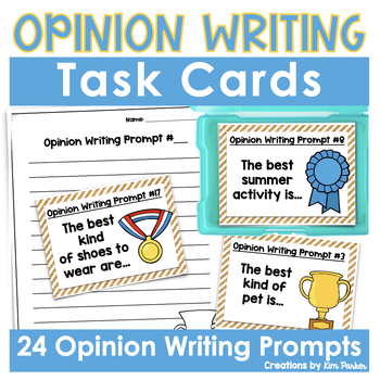 Preview of Opinion Writing Prompt Task Cards for Grades 2 and 3