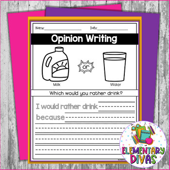 Opinion Writing Prompt Worksheets by Elementary Divas | TPT