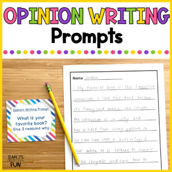 Preview of Opinion Writing Prompts 1st and 2nd Grade | Task Cards and Journal Prompts
