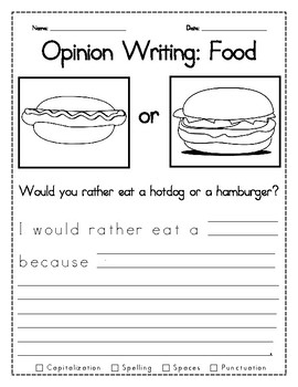 Opinion Writing Prompts by Special Resources for Special Learners