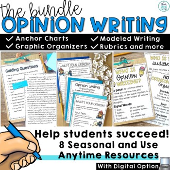 Preview of Opinion Writing Prompts Graphic Organizers with Examples Rubric Anchor Charts