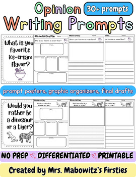 Preview of Opinion Writing Prompts For Differentiation - First Grade
