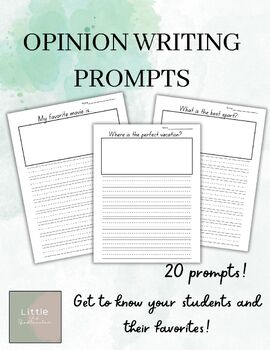 Opinion Writing Prompts- Get to know your students- Back to school