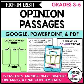 Preview of Opinion Writing Prompts - Opinion Writing Passages - Digital and Printable