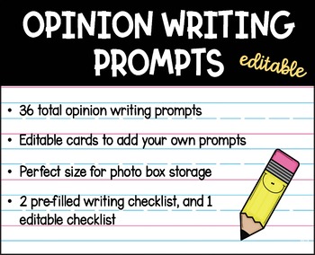 Opinion Writing Prompts by Pretty Primary | Teachers Pay Teachers
