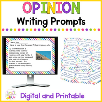 Preview of Opinion Writing Prompts Print and Digital