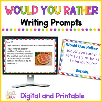 Preview of Opinion Writing Prompts Print and Digital