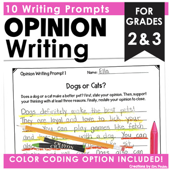 Preview of Opinion Writing Prompts Practice Fun for 2nd and 3rd Grade Print and Go Activity