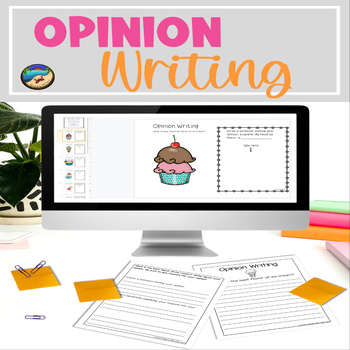 Preview of Opinion Writing Prompts Unit with Rough Draft Organizers Print and Digital