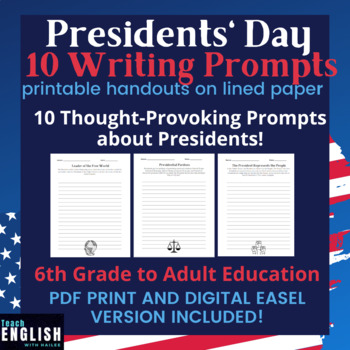 Preview of Opinion Writing Prompts: Write about the President ⭐ Social Studies History ELA