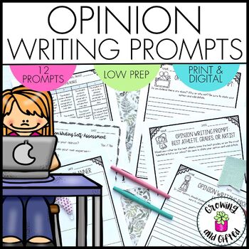 Opinion Writing Prompts with Printable & Digital Versions - Includes 12 ...