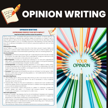 Preview of Opinion Writing Reading Comprehension Worksheet