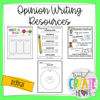 Preview of Opinion Writing Resources, Anchor Charts, Graphic Organizers (Print/Digital)