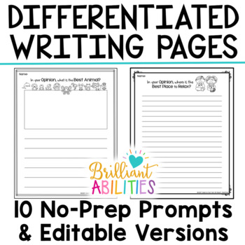 Differentiated Opinion Writing Prompts & Graphic Organizers: Set 2 ...