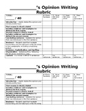 Opinion Writing Rubric - Editable