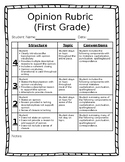 Opinion Writing Rubric - First Grade