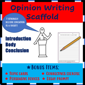 Preview of Opinion Writing Scaffold - Essay-Writing Guide with Essay Prompt and Topic Cards