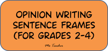 Preview of Opinion Writing Sentence Frames