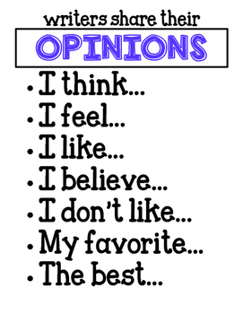 Preview of Opinion Writing Sentence Starters, Vocabulary Posters