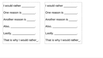 Preview of Opinion Writing Sentence Stems