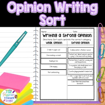 Preview of Opinion Writing Sort | Forming a Strong Opinion