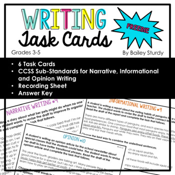 Preview of Writing Task Cards FREEBIE