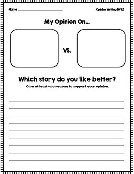 Preview of Opinion Writing Template