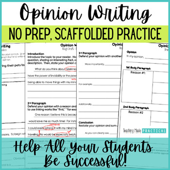 Preview of Opinion Writing Template - Scaffolded Essay, Paragraph Frames