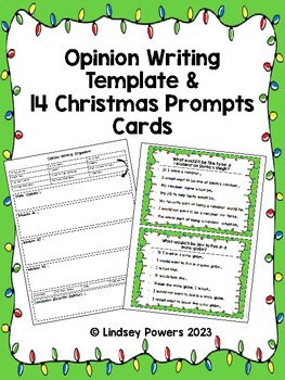 Preview of Opinion Writing Template and Christmas Writing Prompt Cards