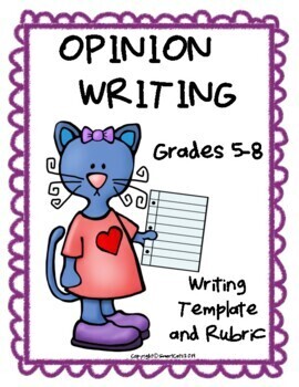Preview of PERSUASIVE/OPINION WRITING Rubric and Template for grades 5-8
