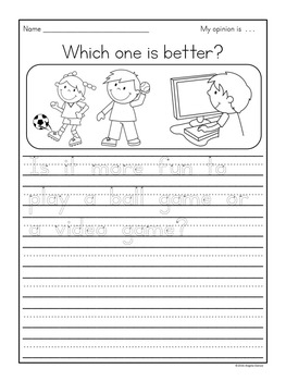 Opinion Writing Templates with Sentence Starters by Angela Dansie