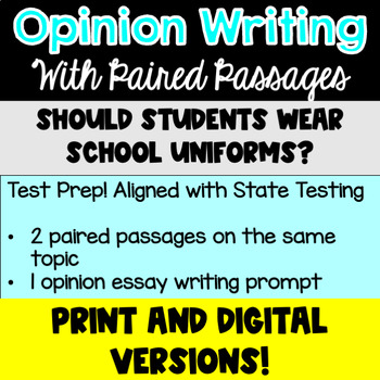 Preview of Opinion Writing Test Prep with Paired Passages