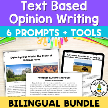 Preview of Opinion Writing Text Based Prompts Test Prep Performance Task Bilingual Bundle