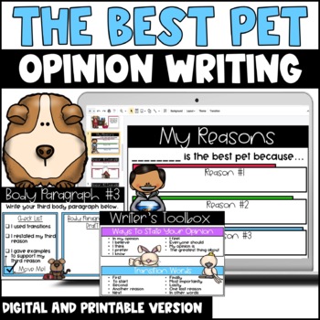 Preview of Opinion Writing: The Best Pet | Digital | Printable | Graphic Organizers | Unit