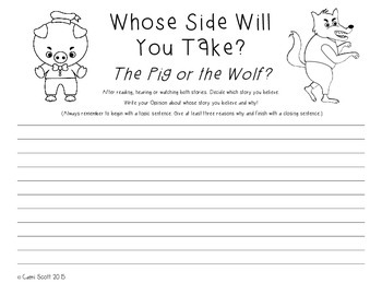 Opinion Writing: Three Little Pigs vs The Big Bad Wolf by Mrs Cami Scott